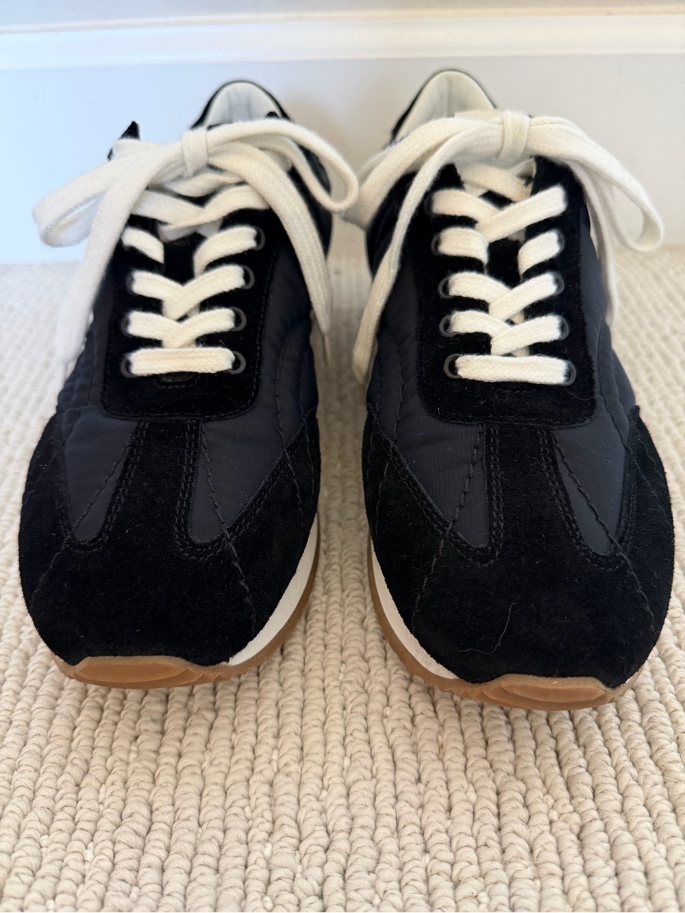 Toteme Black Suede & Nylon Sneakers with White Laces